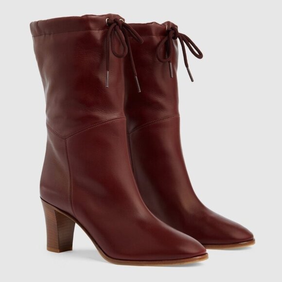 NIB Gucci bordeaux leather GG Shearling Effect Knee-High Boots - IT 39.5/US 9.5 - Picture 2 of 8